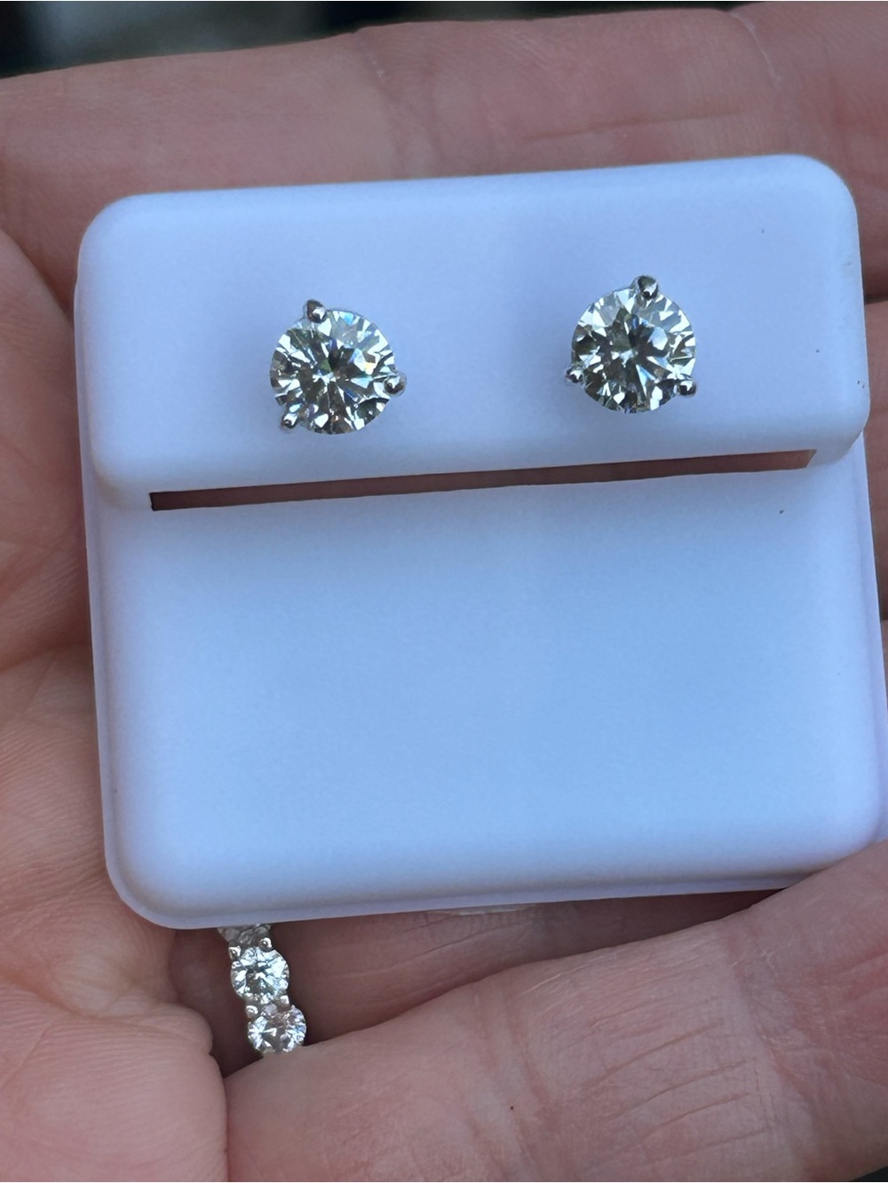 Highest quality Icy-white Moissanite Stud Earrings in sterling silver.